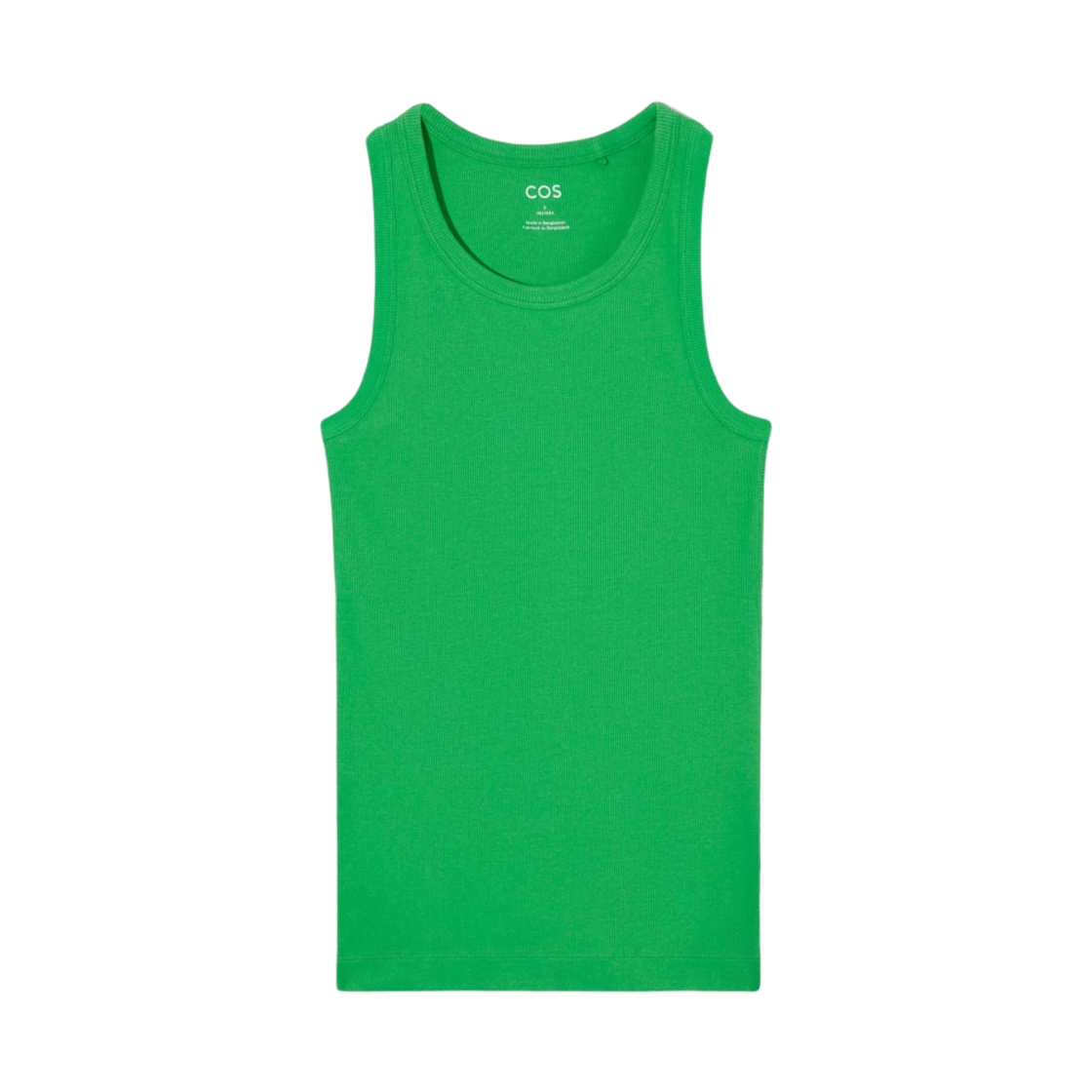 (W) 코스 리브드 슬리브리스 탑 그린((W) COS Ribbed Sleeveless Top Green) - 1