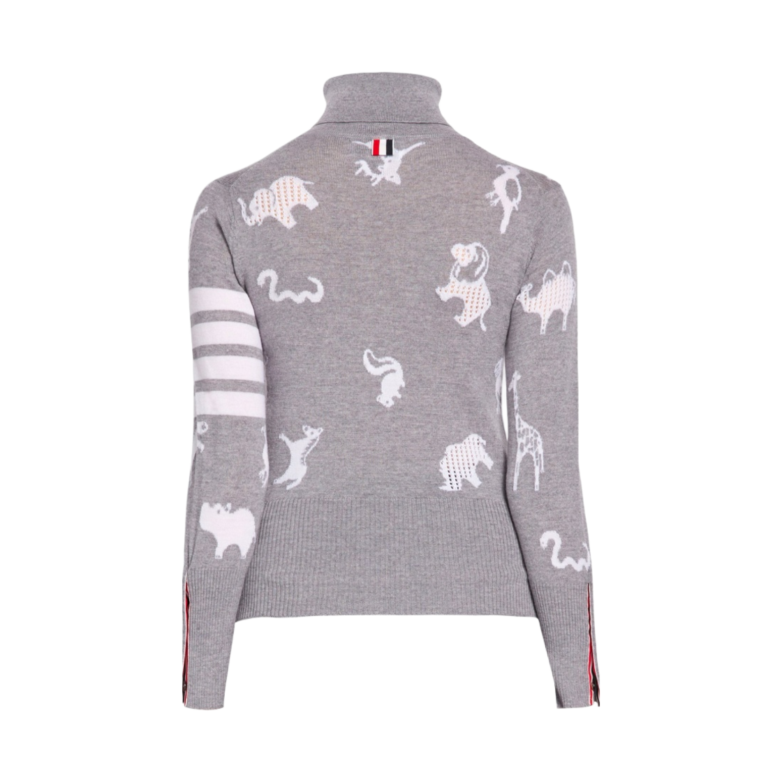 (W) 톰브라운 파인 메리노 울 애니멀 아이콘 터틀넥 사선 풀오버 라이트 그레이((W) Thom Browne Fine Merino Wool Animal Icon Turtleneck 4-Bar Pullover Light Grey) - 2