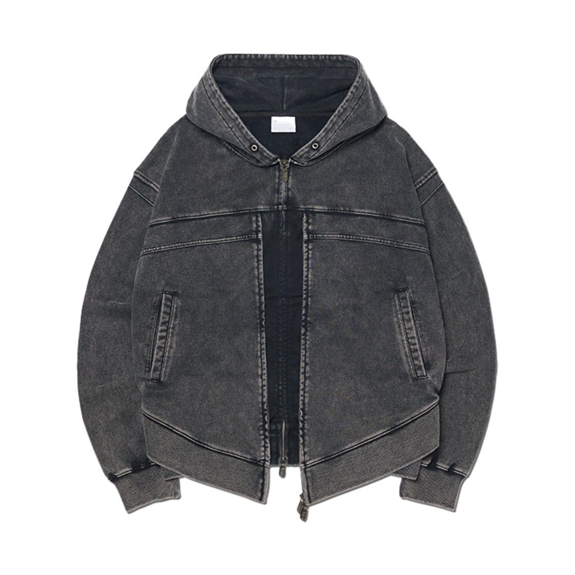 노매뉴얼 빈티지 레이어 후디드 집업 워시드 블랙