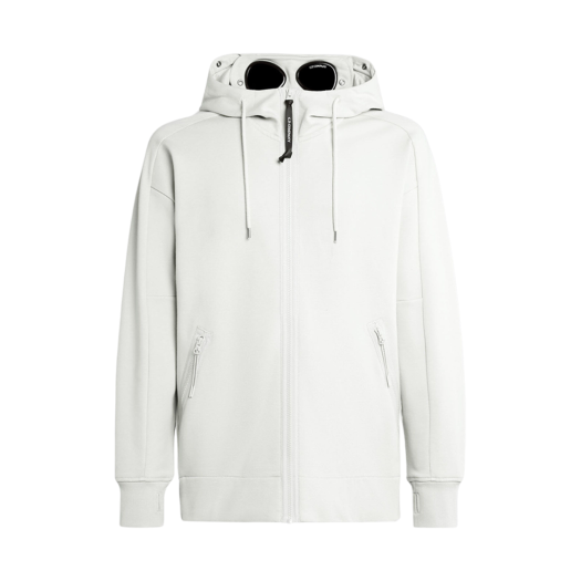 C.P. Company Diagonal Raised Fleece Goggle Hoodie Gauze White - 23FW