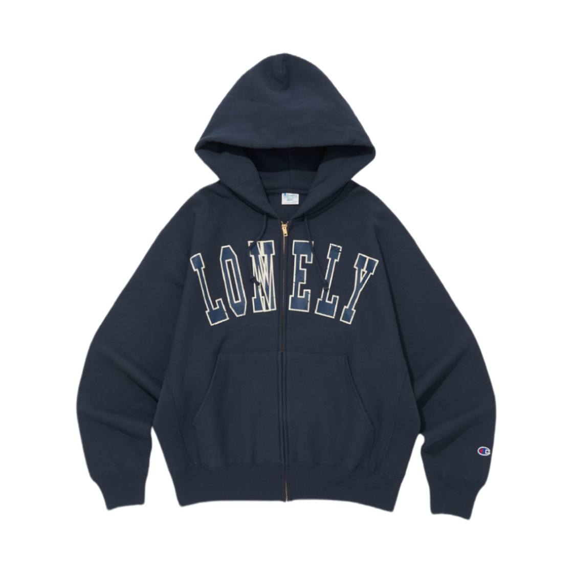 챔피온 x 노앙 리버스 위브 론리 러블리 후드 집업 네이비(Champion x NOHANT Reverse Weave Lonely Lovely Hoodie Zip-Up Navy)