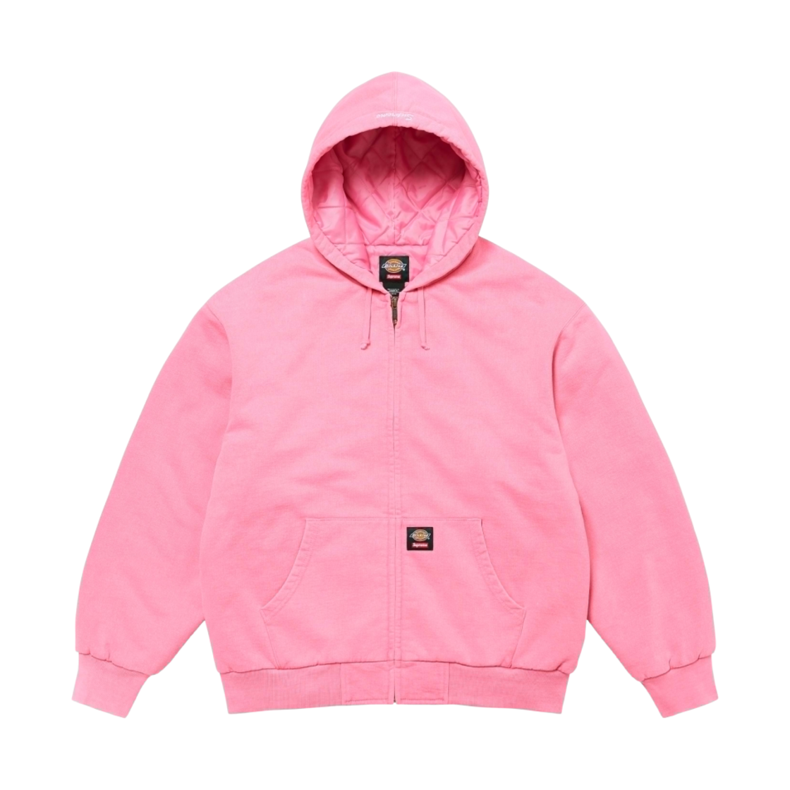 슈프림 x 디키즈 퀼티드 라인드 집업 후드 스웨트셔츠 더스티 핑크 - 24FW(Supreme x Dickies Quilted Lined Zip Up Hooded Sweatshirt Dusty Pink - 24FW)