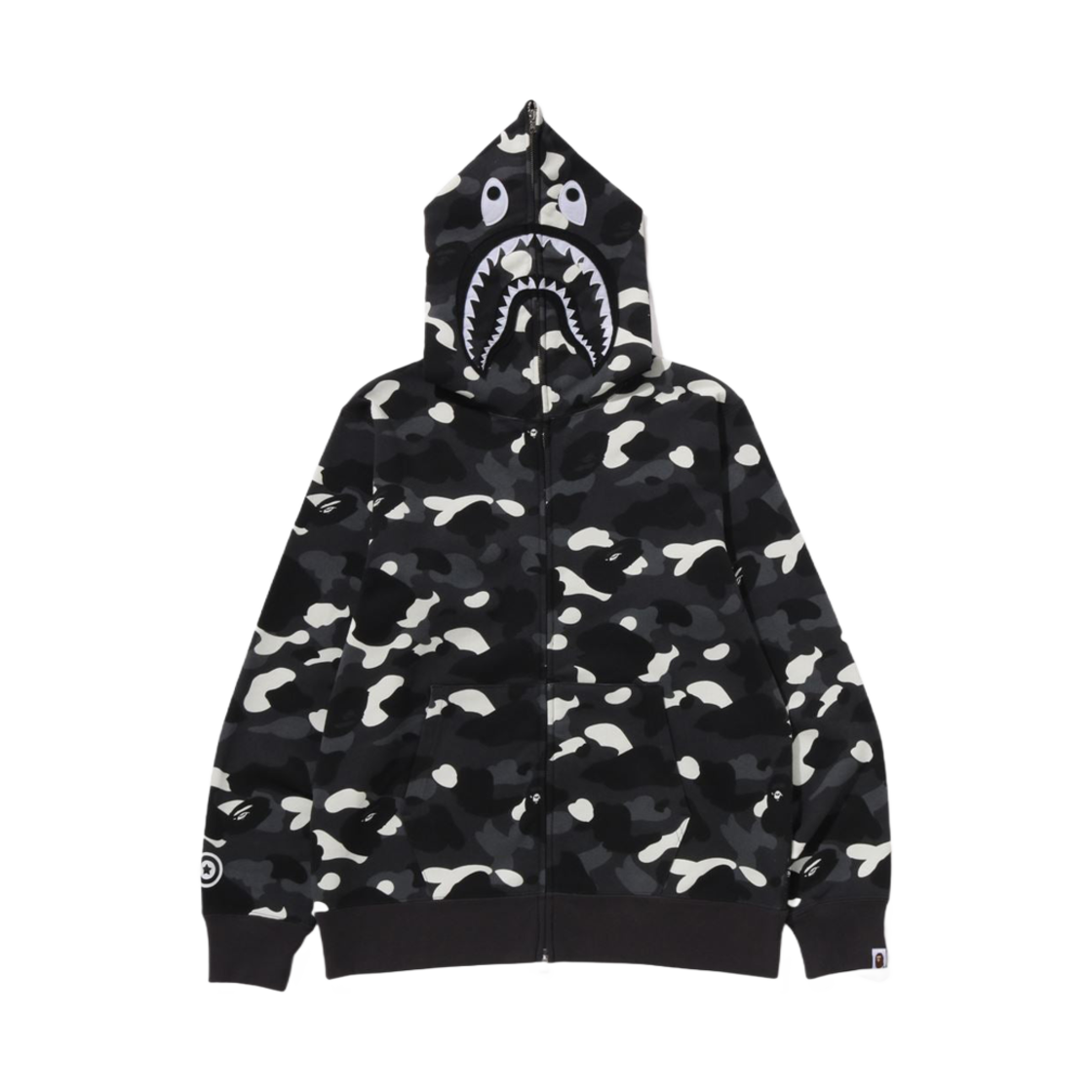 베이프 시티 카모 샤크 풀 집 후드 블랙(BAPE City Camo Shark Full Zip Hoodie Black)