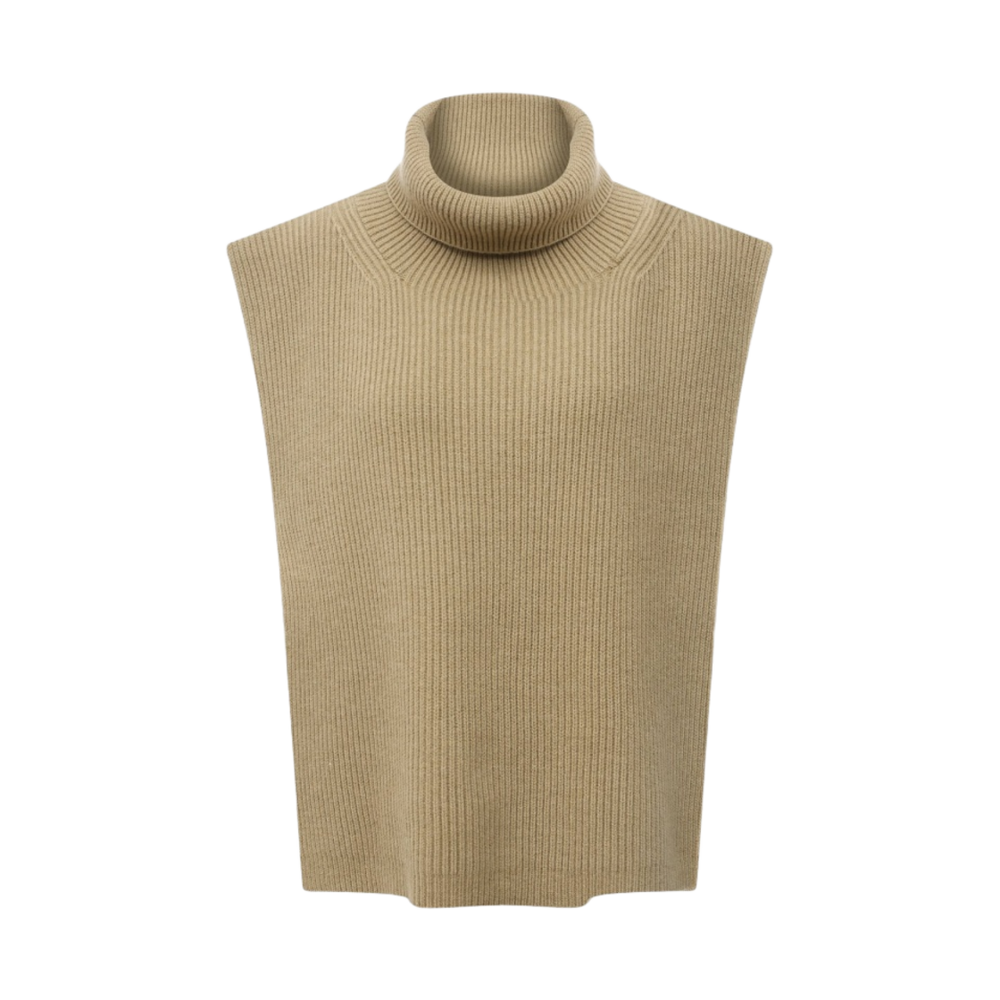 (W) 토템 울 블렌드 램스울 립 빕 피넛 버터 멜란지((W) Toteme Wool Blend Lambswool Rib Bib Peanut Butter Melange) - 1