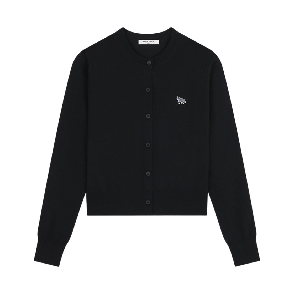 (W) 메종 키츠네 베이비 폭스 패치 레귤러 가디건 블랙((W) Maison Kitsune Baby Fox Patch Regular Cardigan Black)