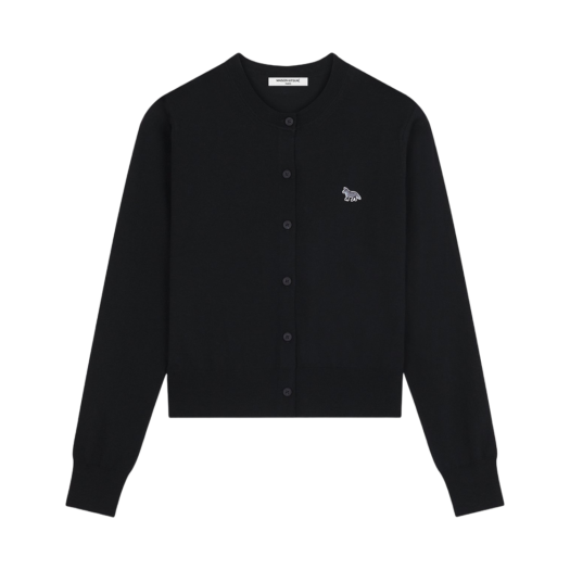 (W) Maison Kitsune Baby Fox Patch Regular Cardigan Black