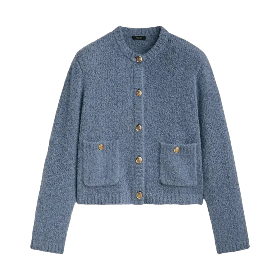 5658/526/920 Massimo Dutti Mini Boucle Knit Cardigan with Pockets Bluish