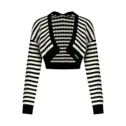 Greenbutter Women Herringbone Stripe Knit Bolero Black