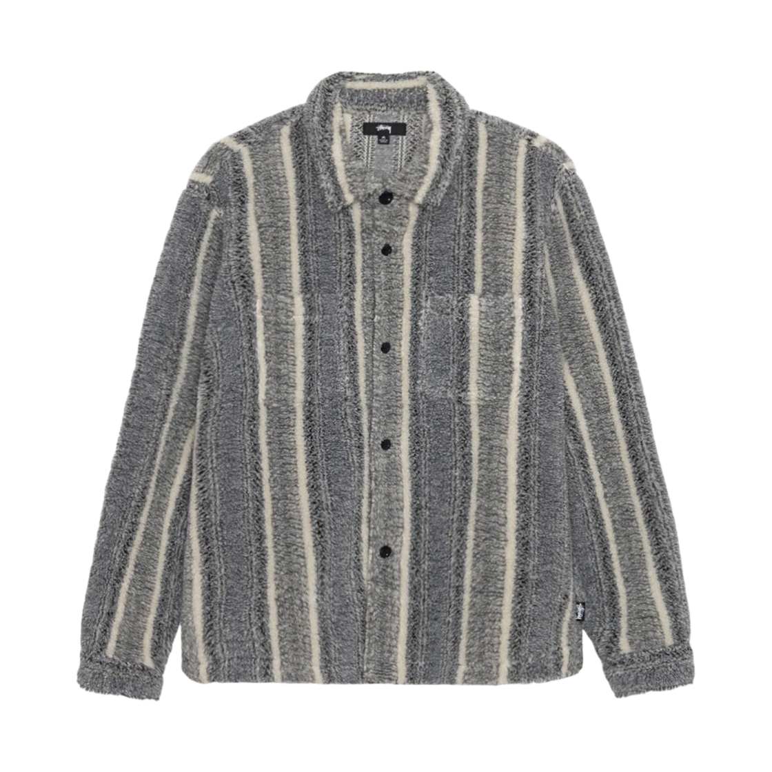 스투시 스트라이프 쉐르파 셔츠 차콜(Stussy Striped Sherpa Shirt Charcoal)