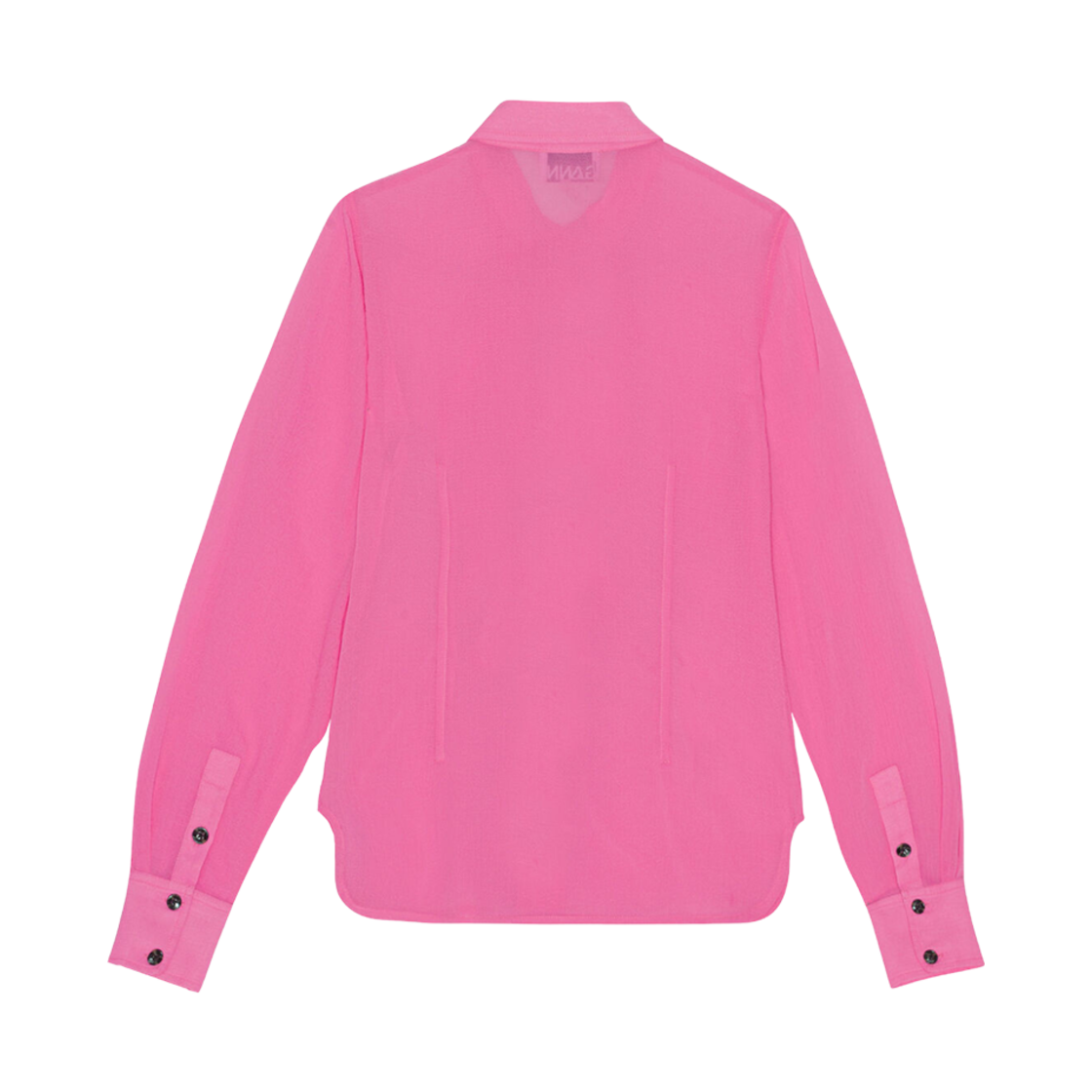 (W) 가니 시폰 러플 셔츠 콘 플라워((W) Ganni Chiffon Ruffle Shirt Cone Flower) - 2