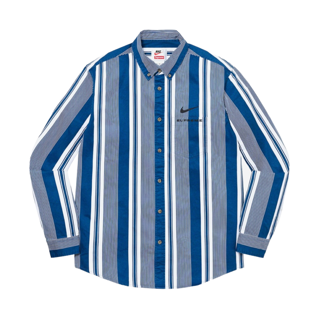 슈프림 x 나이키 코튼 트윌 셔츠 블루 스트라이프 - 21SS