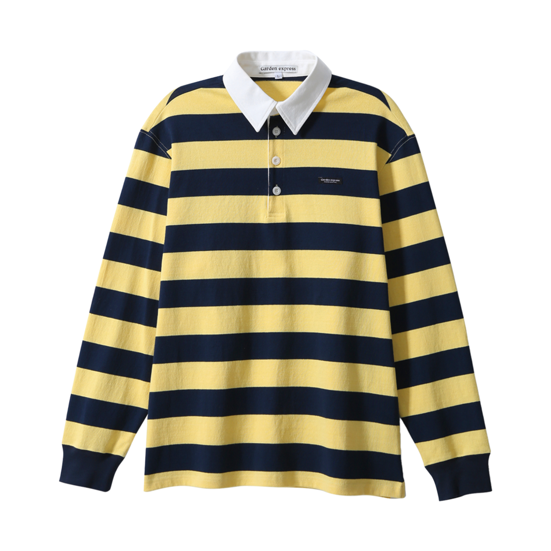 가든익스프레스 볼드 스트라이프 럭비 티셔츠 옐로 믹스(Garden express Bold Stripe Rugby T-Shirt yellow mix)