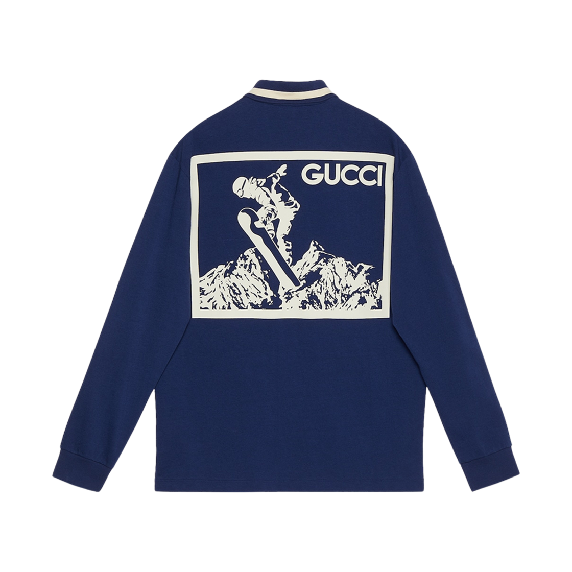 구찌 저지 폴로 셔츠 GG 패치 다크 블루(Gucci Jersey Polo Shirt with GG Patch Dark Blue) - 2