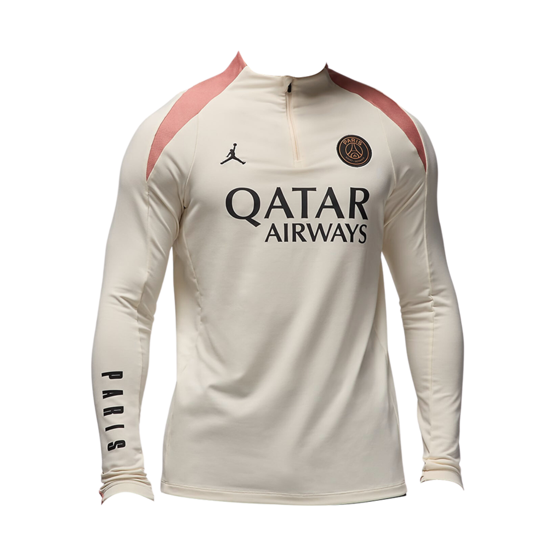FQ2625-111 Jordan x Paris Saint-Germain Dri-Fit Strike Third Soccer Drill Top Pale Ivory Rust Pink (Non Marking Ver.)