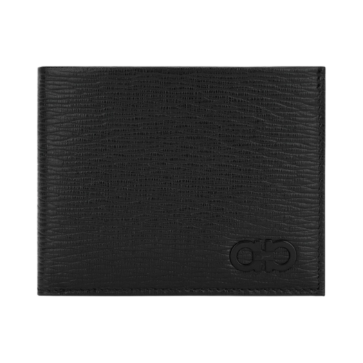 Ferragamo ID Window Gancini Wallet Black Dark Rain