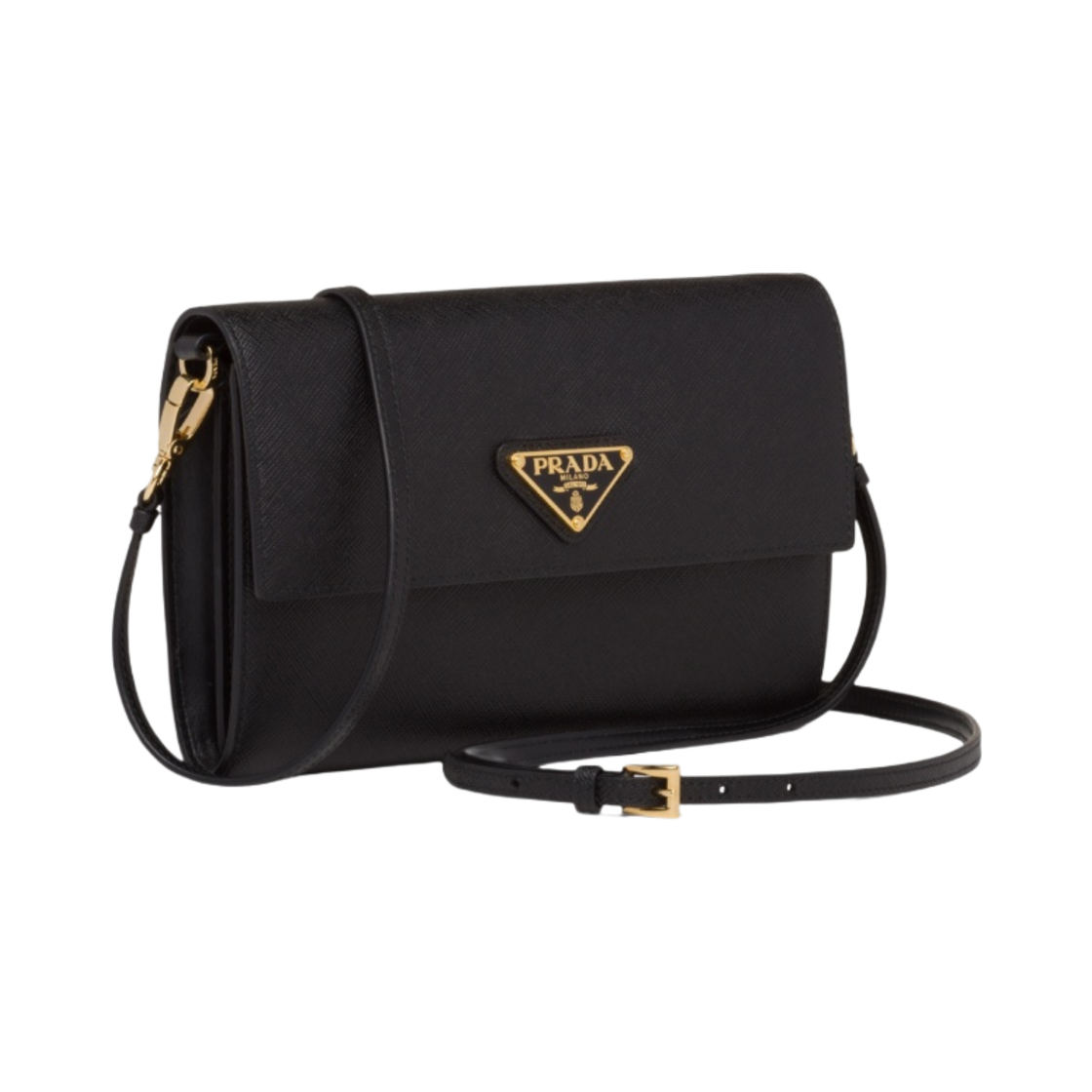 1MA022-053-F0002 Prada Saffiano Leather Wallet with Shoulder Strap Black - #2