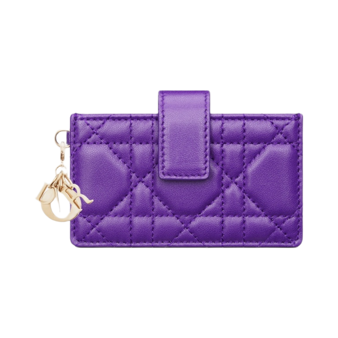디올 레이디 5 거셋 카드 홀더 퍼플 까나쥬 램스킨(Dior Lady 5 Gusset Card Holder Purple Cannage Lambskin) - 1
