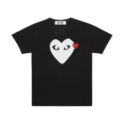 (W) Play Comme des Garcons White Heart T-Shirt Black