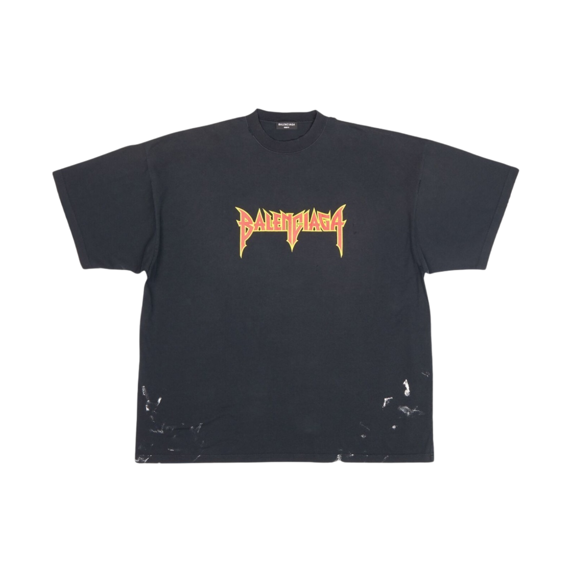 발렌시아가 메탈 오버사이즈 핏 티셔츠 블랙 빈티지