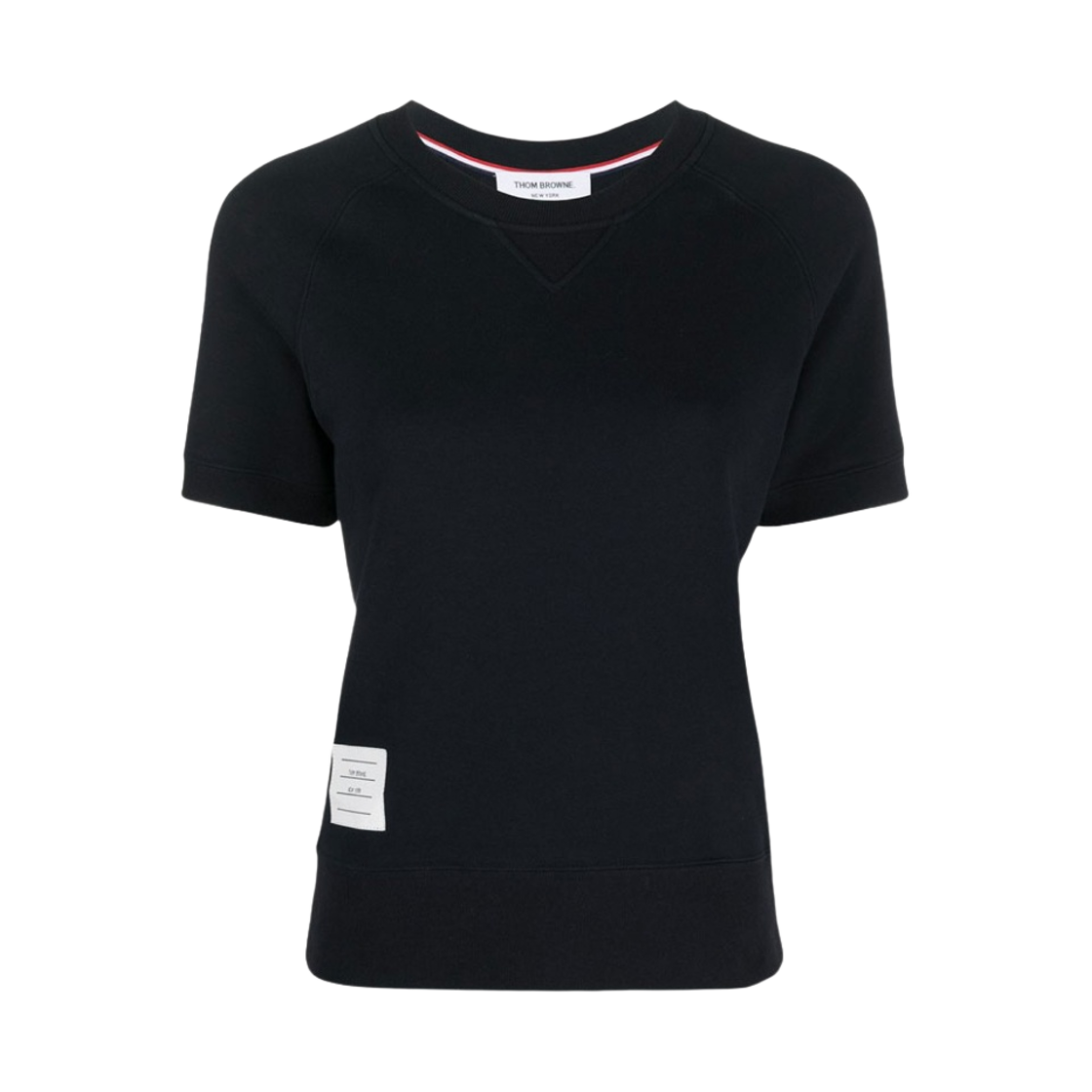 (W) 톰브라운 코튼 루프백 숏슬리브 스웨트셔츠 탑 네이비((W) Thom Browne Cotton Loopback Short Sleeve Sweatshirt Top Navy) - 1