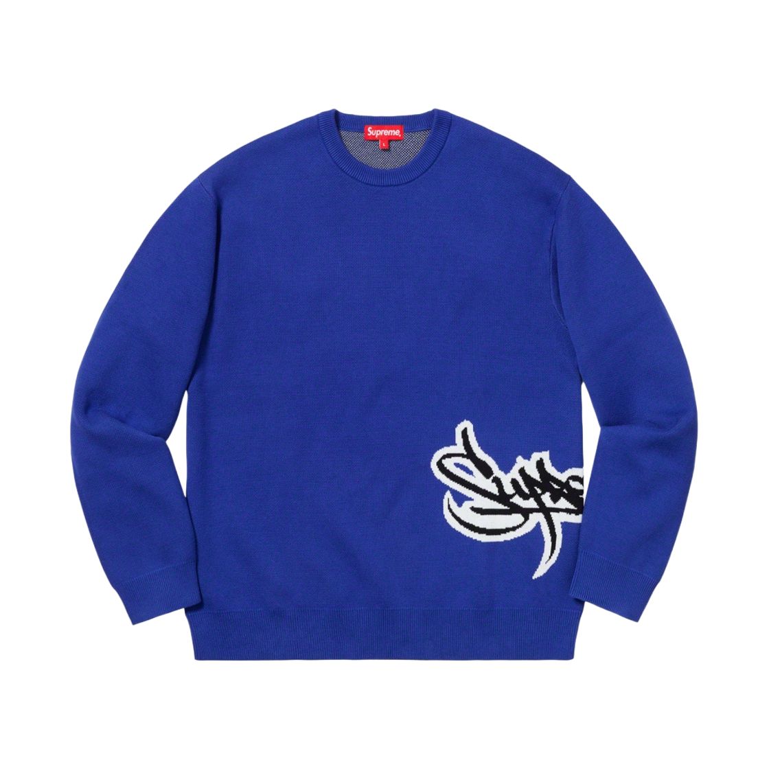 슈프림 태그 로고 스웨터 로얄 - 19SS(Supreme Tag Logo Sweater Royal - 19SS) - 1