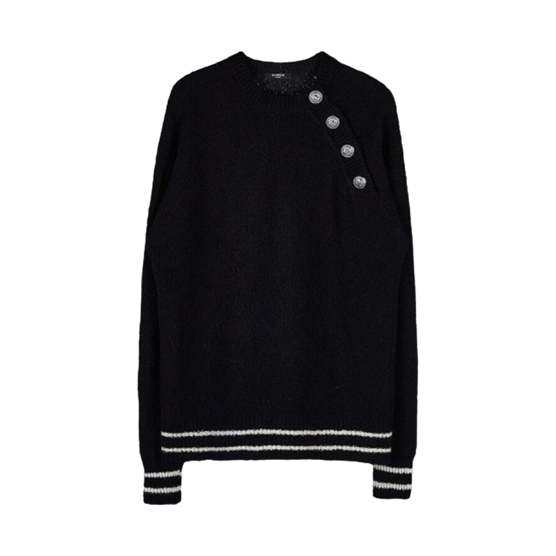 발망 버튼 캐시미어 크루넥 스웨터 블랙(Balmain Buttoned Cashimere Crewneck Sweater Black)