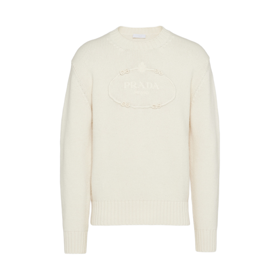 프라다 울 캐시미어 크루넥 스웨터 화이트(Prada Wool Cashmere Crewneck Sweater White) - 1