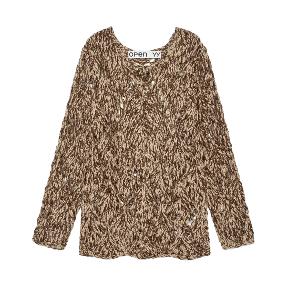 오픈 Yy 아가일 포인텔 풀오버 브라운