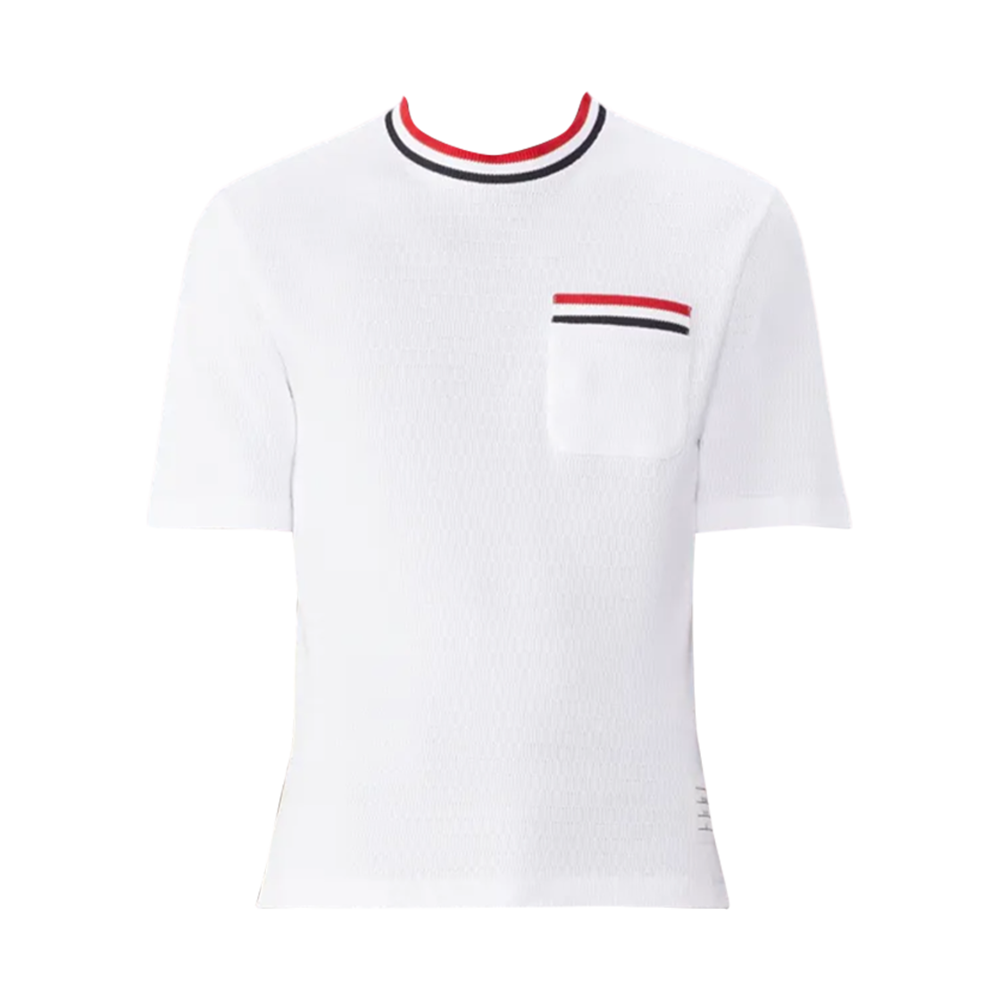 톰브라운 포인텔 코튼 티셔츠 화이트(Thom Browne Pointelle Cotton T-Shirt White) - 1