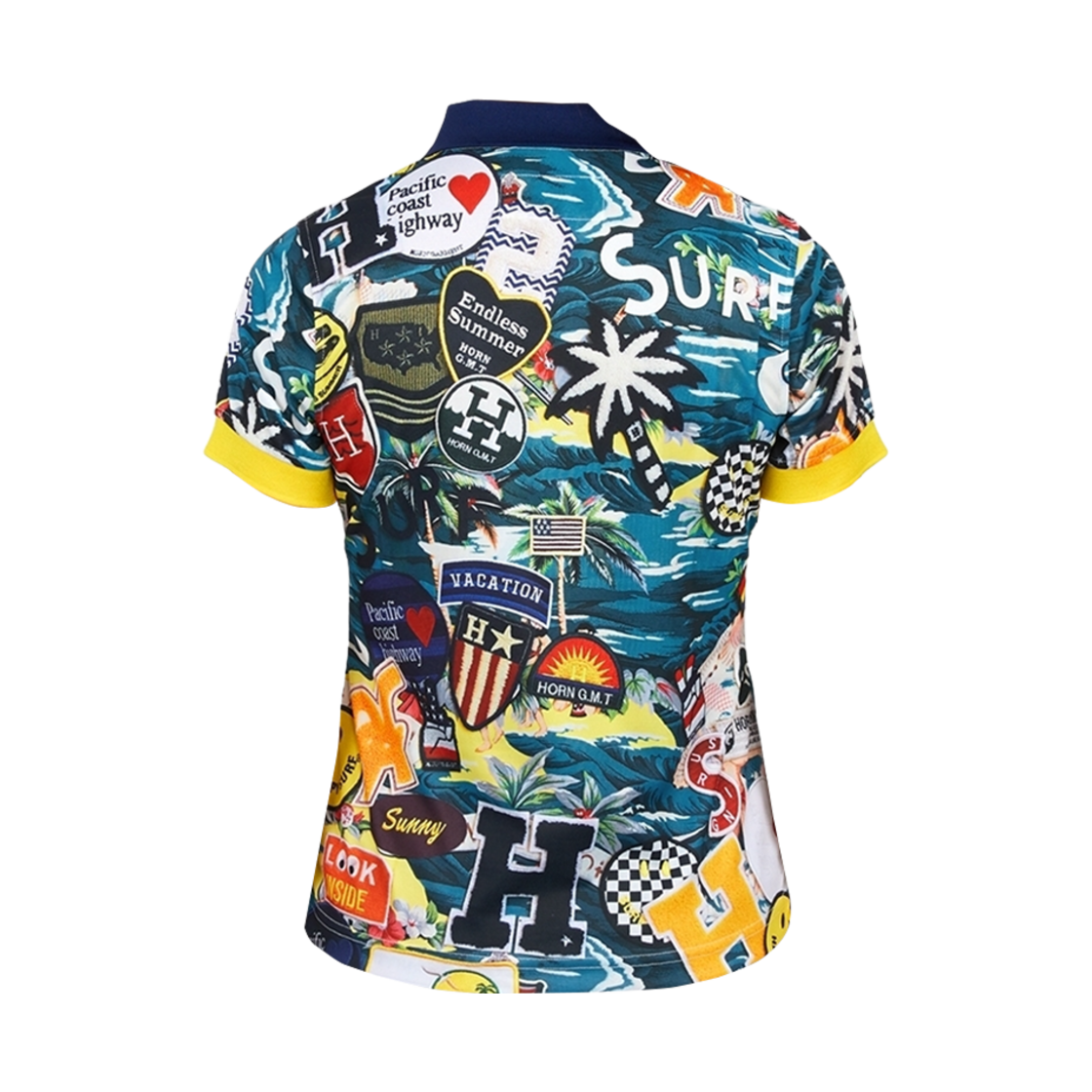 (W) 혼가먼트 골프 웨어 알로하 폴로 티셔츠 블루 그린((W) Horn Garment Golf Wear Aloha Polo T-Shirt Blue Green) - 2
