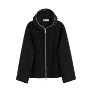 Our Legacy Full Zip Hood Black Hairy Wool