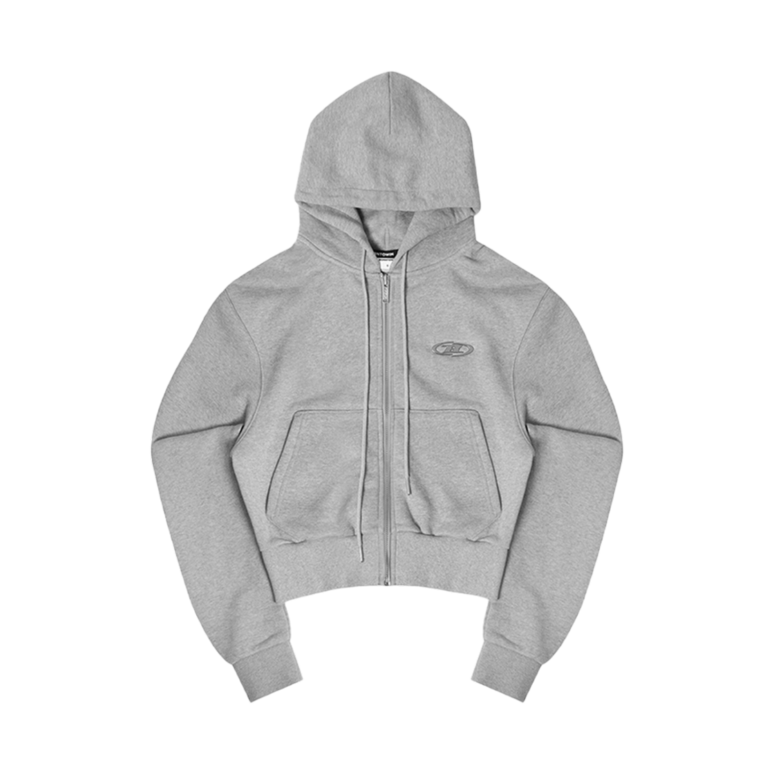 본투윈 크롬 B 크롭 집업 후드 멜란지 그레이