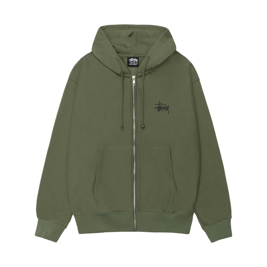 스투시 베이직 스투시 집 후드 올리브(Stussy Basic Stussy Zip Hoodie Olive)