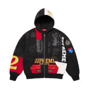 Supreme Patchwork Zip Up Hooded Sweatshirt Black - 25SS