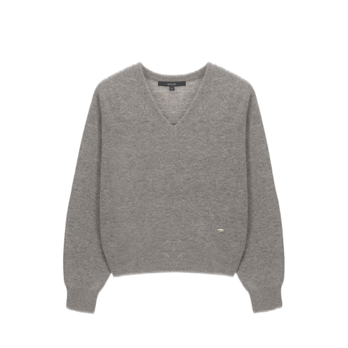 NEK4WP919 (W) On&On Minimal V-Neck Wool Knit Melange Grey