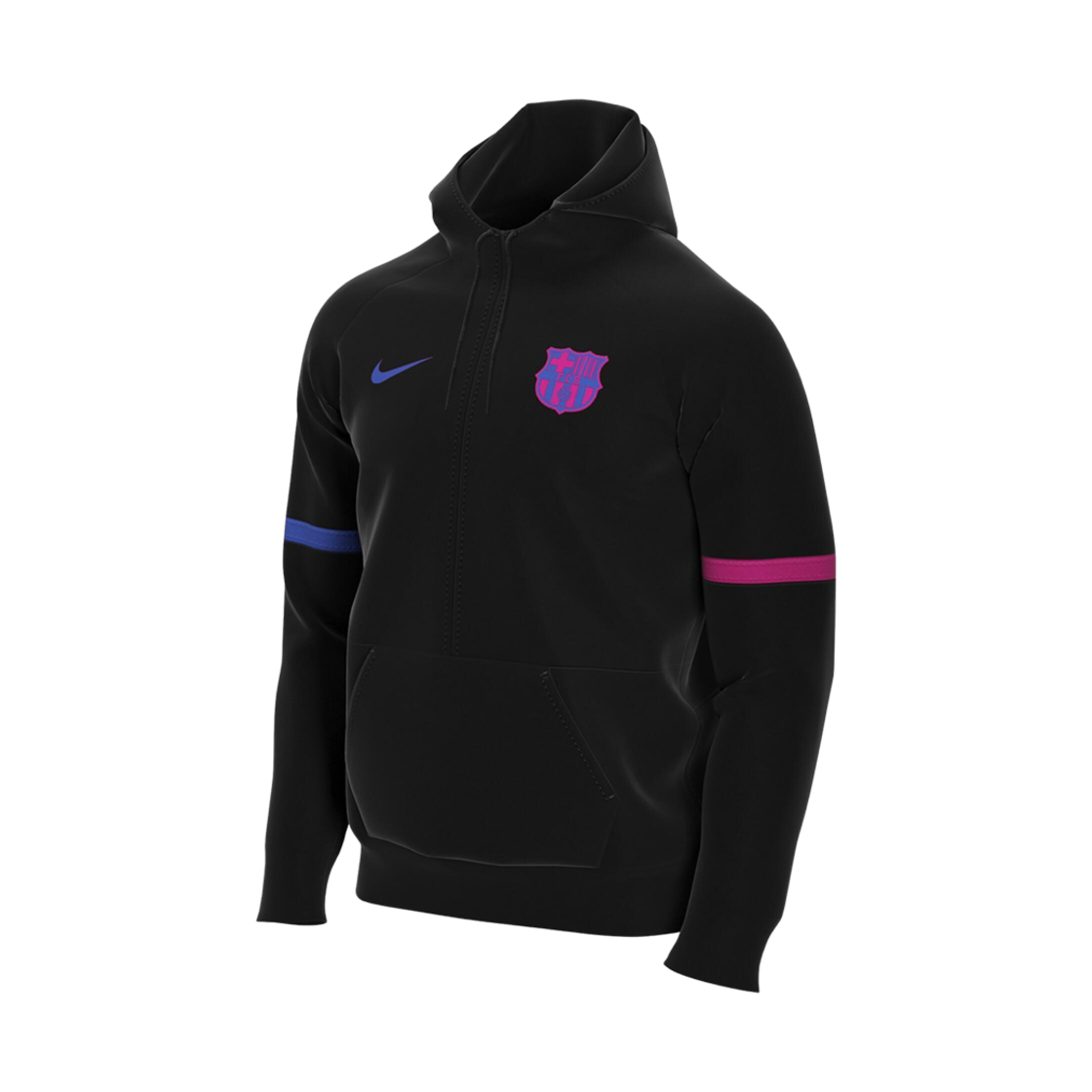 나이키 FC 바르셀로나 2021/22 트래블 플리스 후드 블랙 라즈베리 핑크(Nike FC Barcelona 2021/22 Travel Fleece Hoodie Black Raspberry Pink)