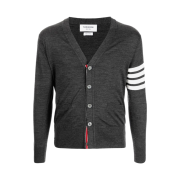 Thom Browne Sustainable Fine Merino Wool 4-Bar Classic Cardigan Dark Grey