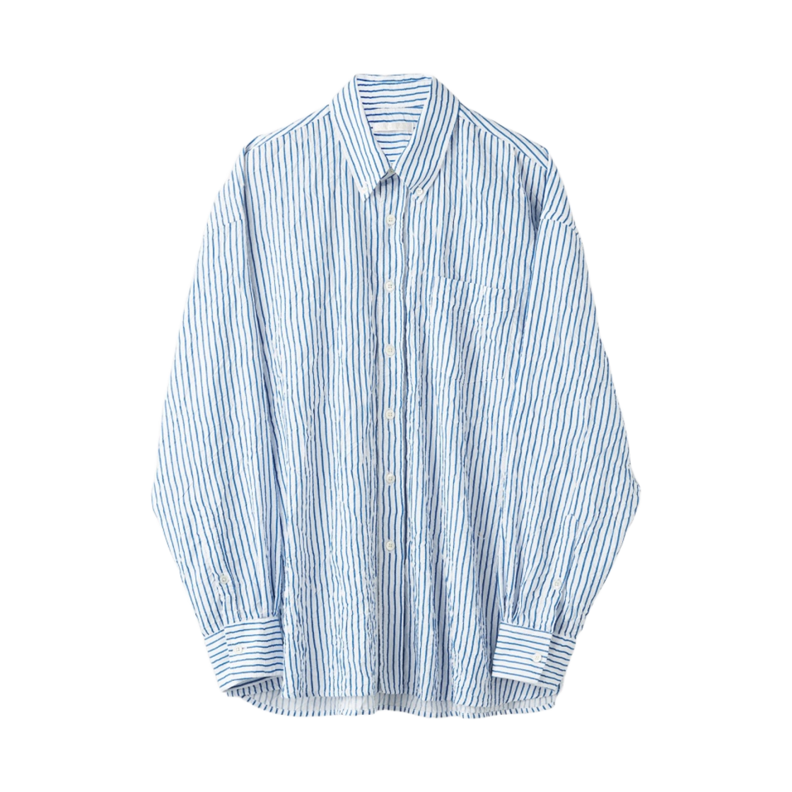 아워레가시 보로우드 BD 셔츠 화이트 블루 크링클드 스트라이프