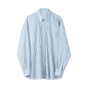Our Legacy Borrowed BD Shirt White Blue Crinkled Stripe