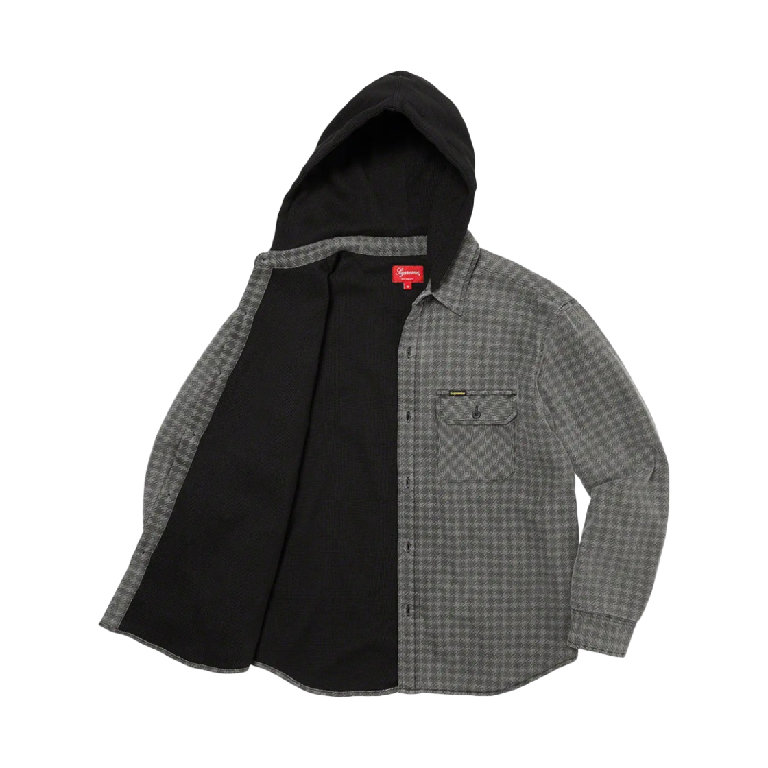 슈프림 하운드스투스 플란넬 후드 셔츠 블랙 - 22FW(Supreme Houndstooth Flannel Hooded Shirt Black - 22FW) - 2
