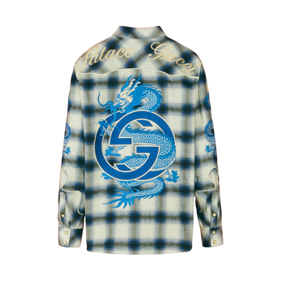 팔라스 x 구찌 자수 디테일 체크 셔츠 블루 라이트 블루 화이트 - 22FW(Palace x Gucci Check Shirt with Embroidered Details Blue Light Blue White - 22FW) - 2