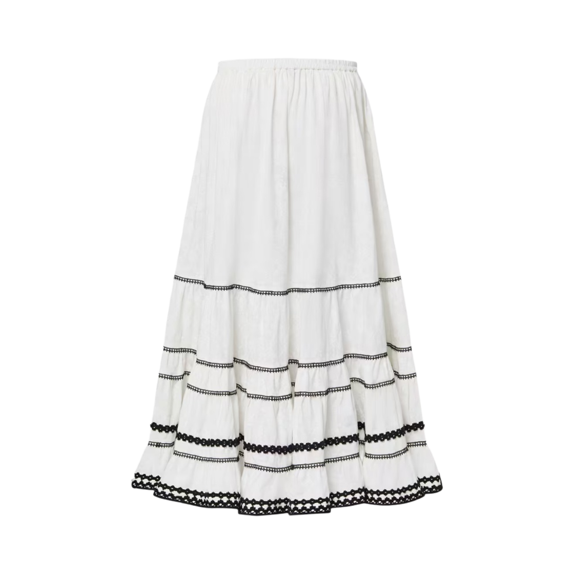 (W) 루이비통 레이스 트림 티어드 맥시 스커트 밀키 화이트((W) Louis Vuitton Lace Trim Tiered Maxi Skirt Milky White) - 3