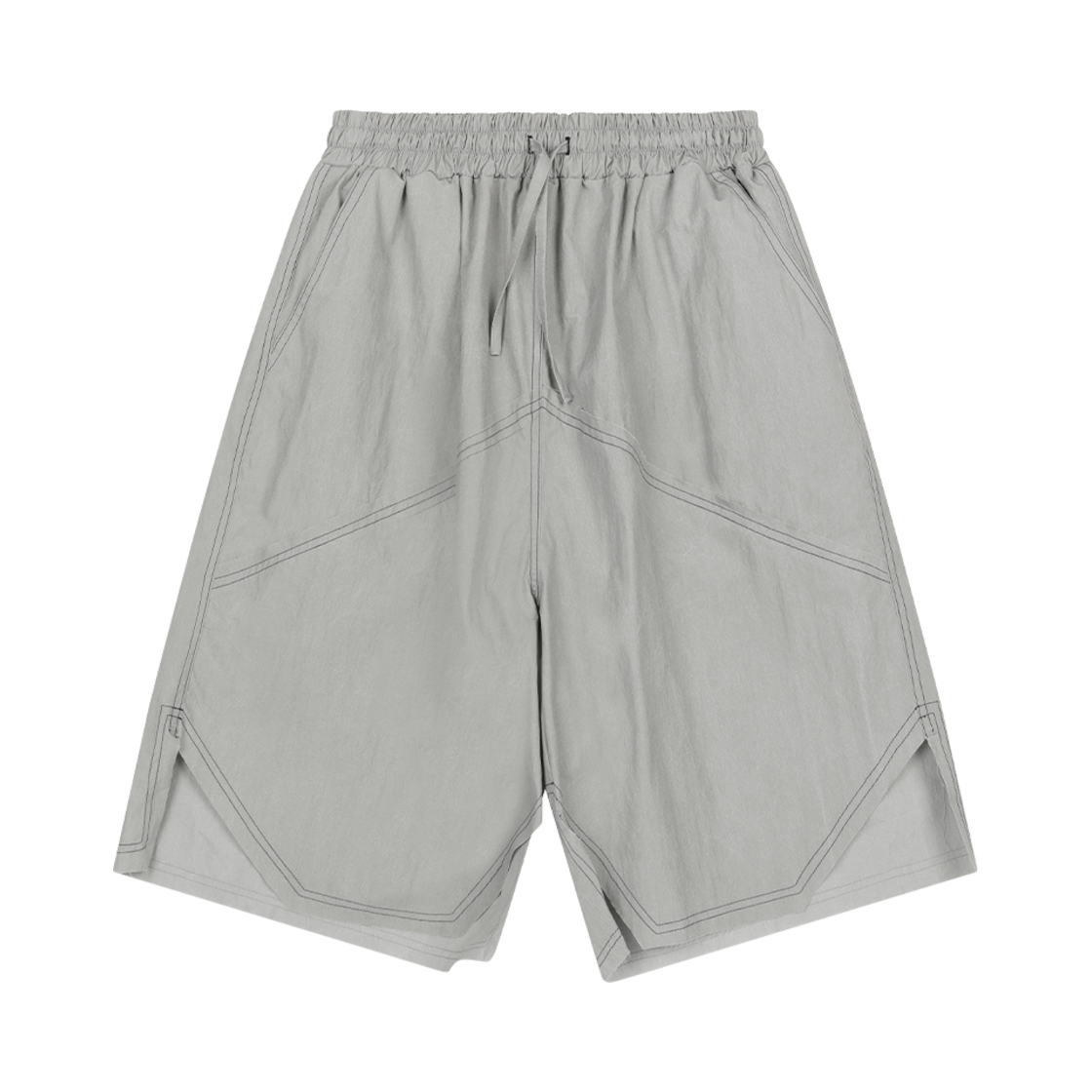 S03PT02GR Problemallways Offset Heart-Patch Vintage Shorts Gray