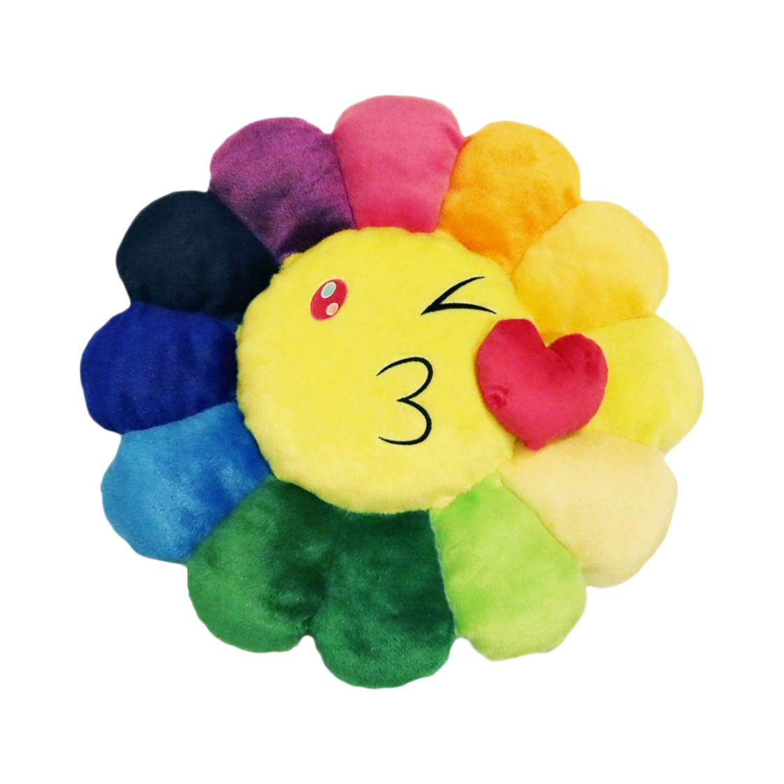 카이카이키키 플라워 이모지 쿠션 윙크 스마일 60cm 레인보우(Kaikai Kiki Flower Emoji Cushion Wink Smile 60cm Rainbow)