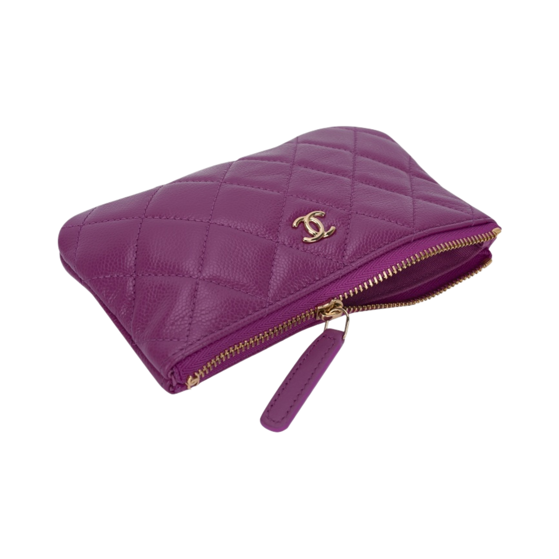 샤넬 클래식 미니 파우치 그레인드 샤이니 카프스킨 & 골드 메탈 퍼플(Chanel Classic Mini Pouch Grained Shiny Calfskin & Gold Purple) - 3