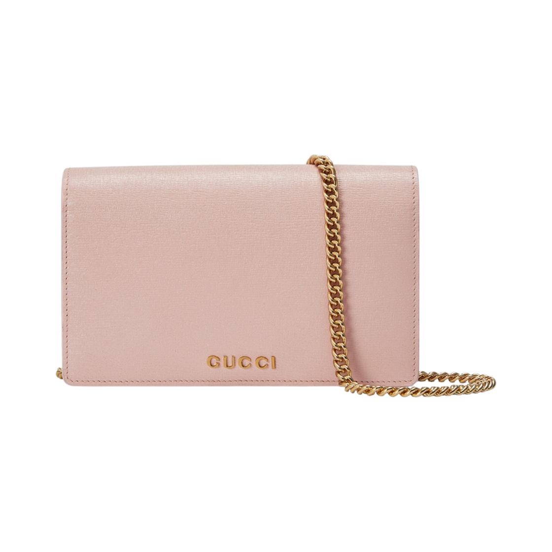 772643-0OP0N-5909 Gucci Chain Wallet with Gucci Script Light Pink Leather