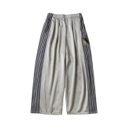 Kapital Stuntman & Woman Super Baggy Track Pants in Smooth Jersey Banner Stripe Gray