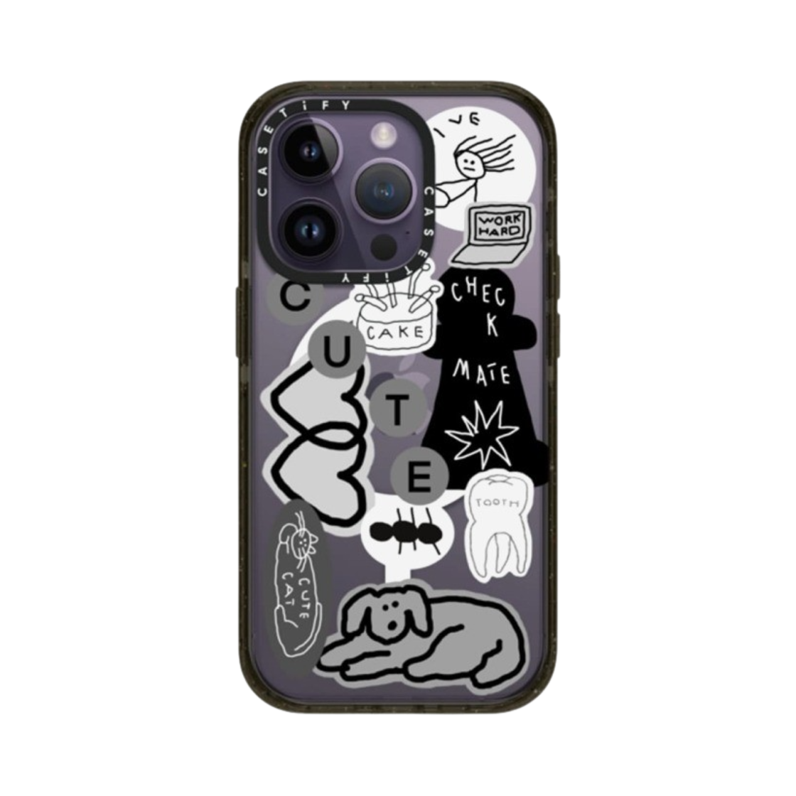 케이스티파이 아이폰 이나피 스티커 01 맥세이프 임팩트 케이스 클리어 블랙(Casetify iPhone Inap Sticker 01 MagSafe Impact Case Clear Black) - 1