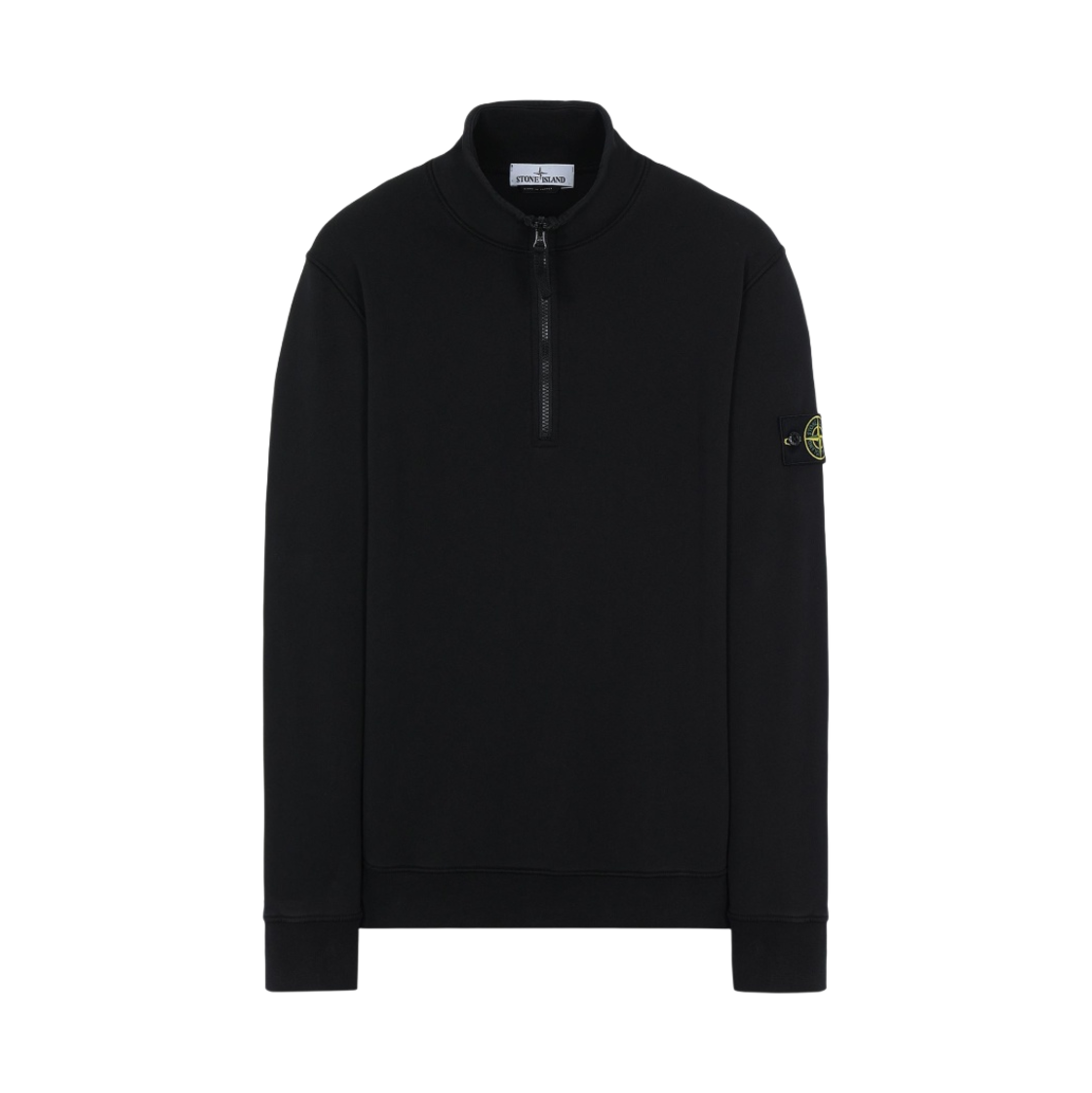스톤 아일랜드 61951 코튼 플리스 가먼트 다이드 하프 집 스웨트셔츠 블랙 - 22SS(Stone Island 61951 Cotton Fleece Garment Dyed Half Zip Sweatshirt Black - 22SS) - 1