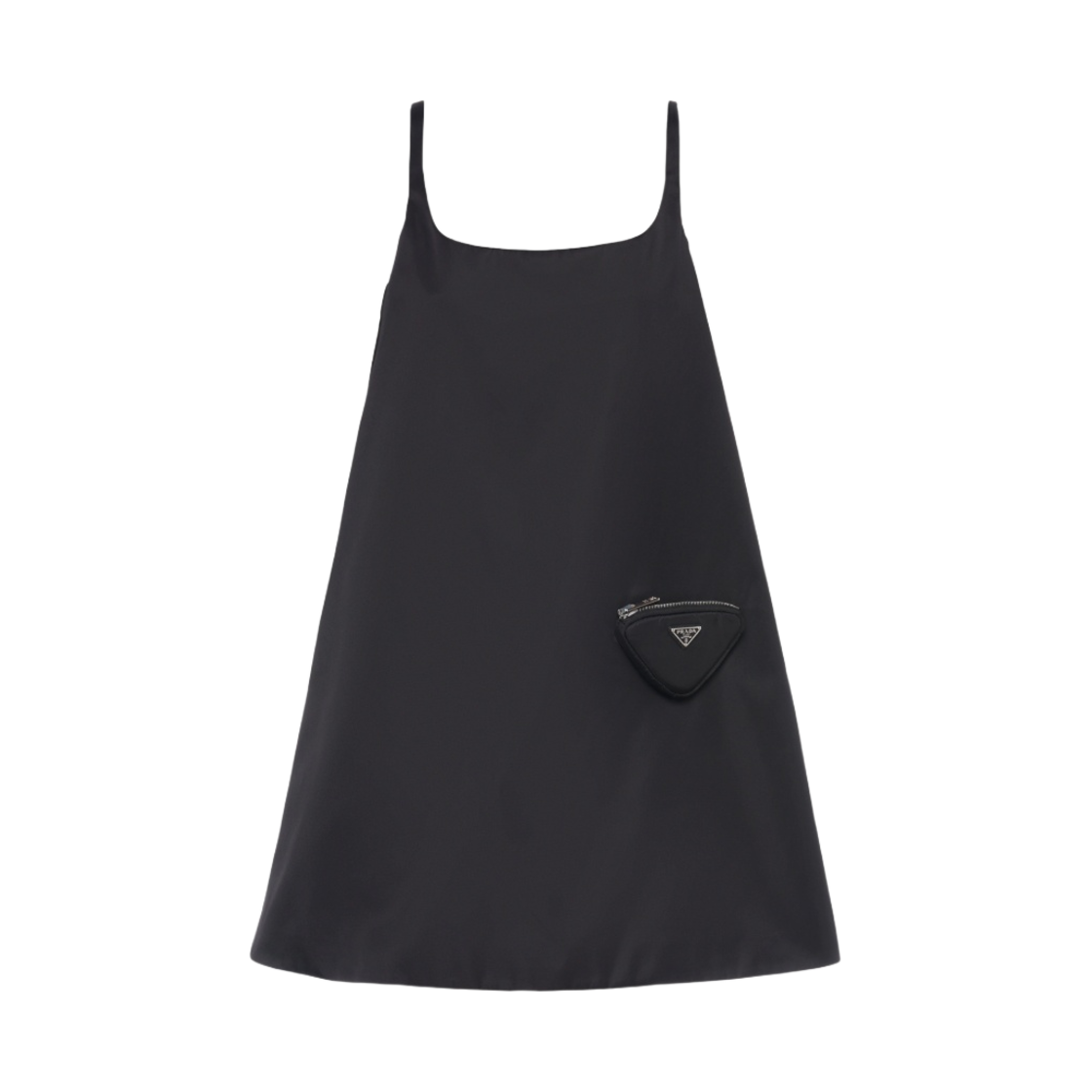 (W) 프라다 파우치 리나일론 슬리브리스 드레스 블랙((W) Prada Re-Nylon Sleeveless Dress with Pouch Black) - 1